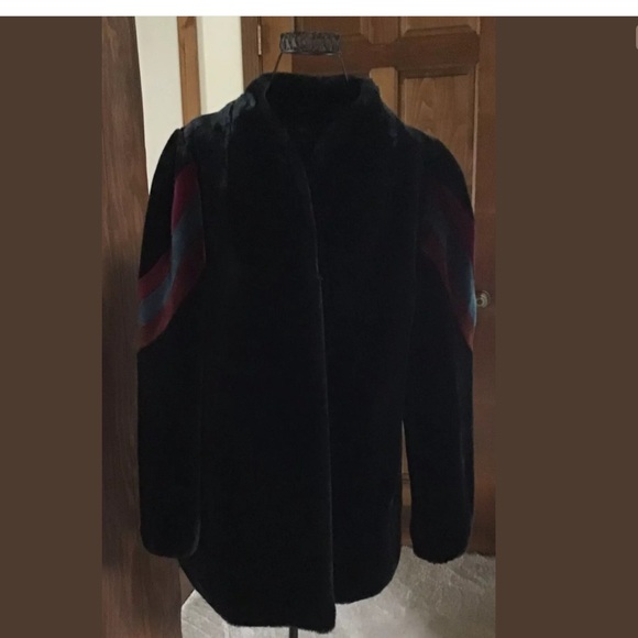 Casper Coat VTG Black M/L Borg velvet - Picture 6 of 11